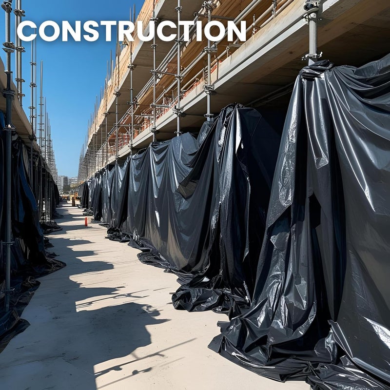 TAPIX Plastic Sheeting (10' x 25') Long, 6 Mil (Black) - UV Protection Poly Sheeting Polyethylene Film, Heavy Duty Greenhouse Plastic Sheeting - Image 2
